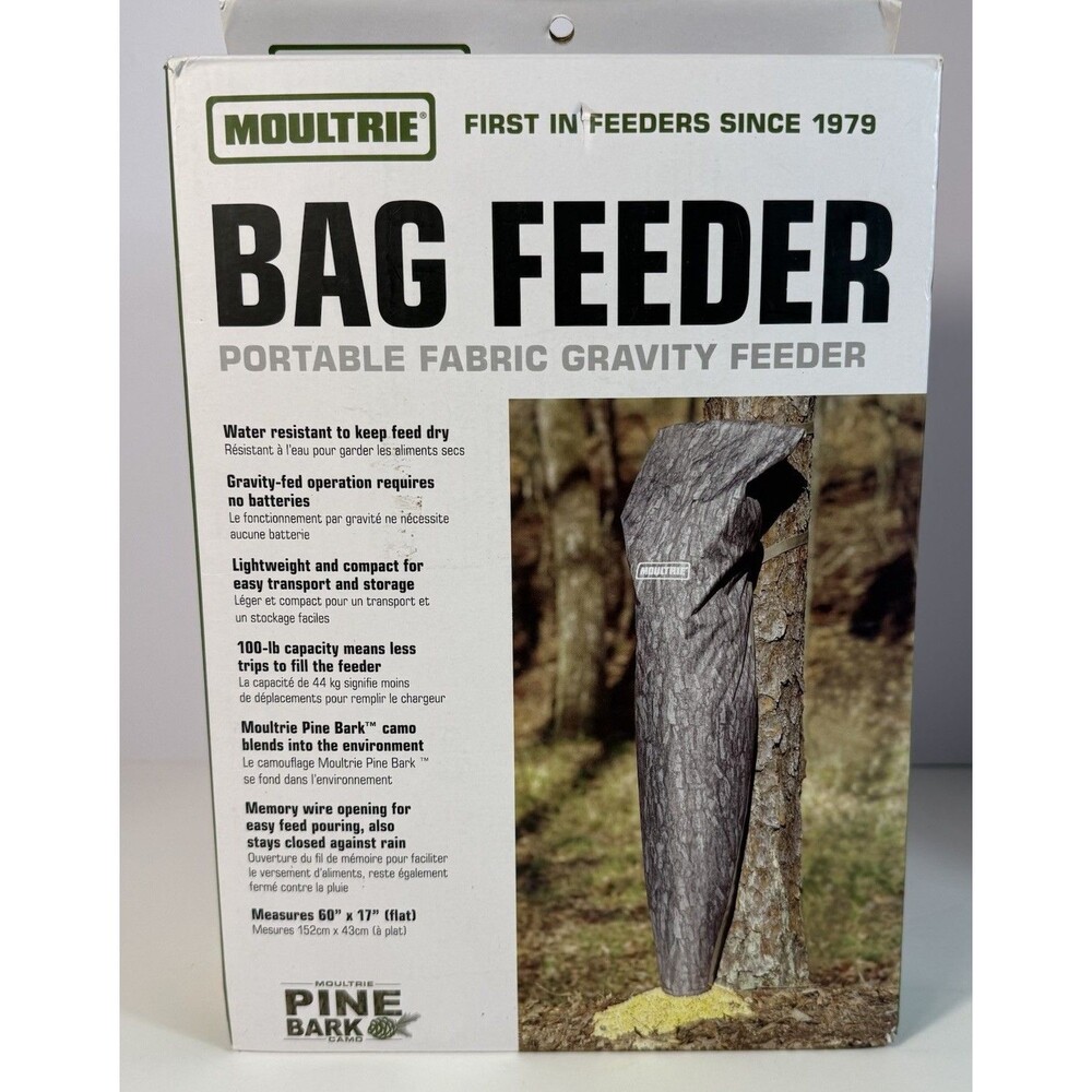 Moultrie Bag Feeder 100 Lb. Capacity  Pine Bark Camo Deer Wildlife Feeder New